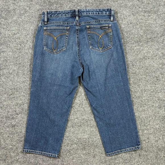 Calvin Klein Jeans Womens Capri Size 10 Blue Denim Cotton Stretch Mid Rise - Picture 2 of 9